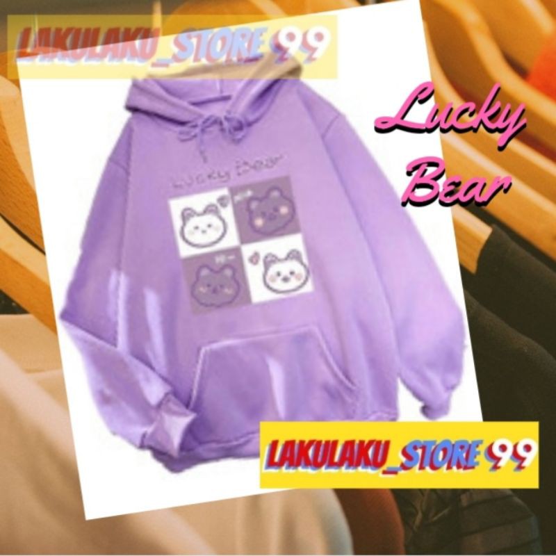 Sweater Anak Perempuan Warna Lilac Bad Hair Day Lucky Bear PowerPuff Girl Switer Hoodie Anak Cewe-Lucky Bear