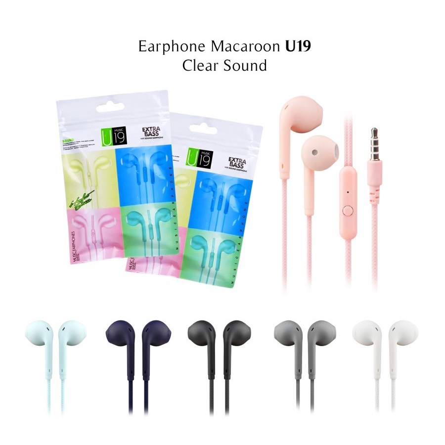 HANDSFREE U19 MACARON / MACARON MATE COLOR HIFI EXTRA BASS