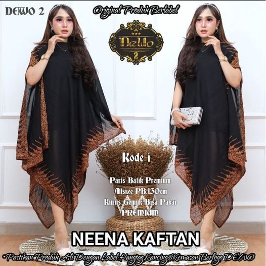 KAFTAN NEENA TERBARU MODANG HITAM / DREES BATIK MODERN TRENDY