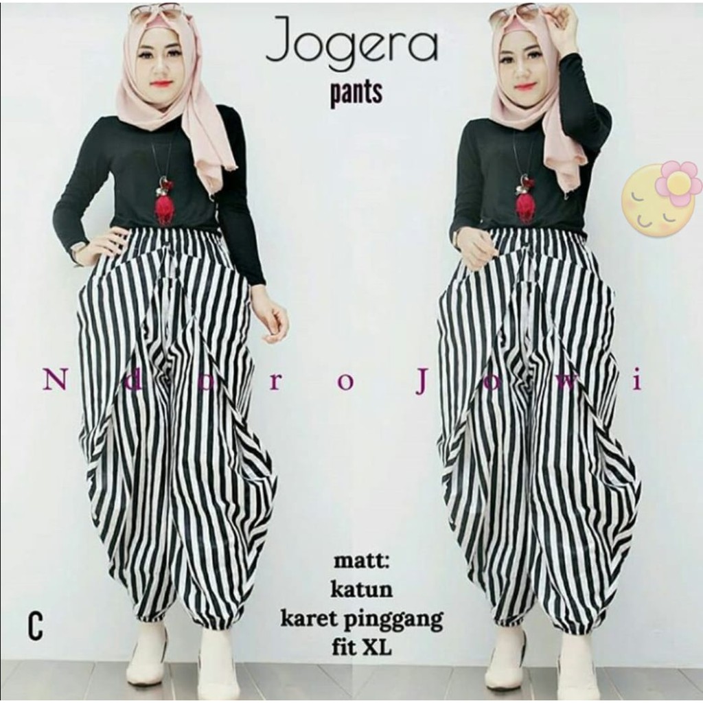 Jogera Pant Celana Wanita Jogger Motif Garis Katun Fashion Casual Joger Panjang Wanita Kerja Kondangan Kekinian