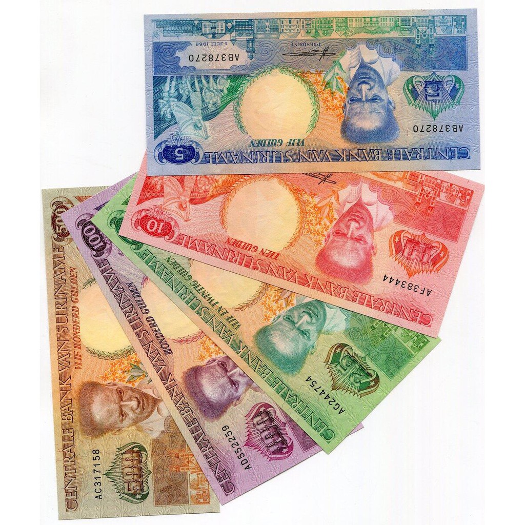 UANG LUAR KUNO ASLI GULDEN SURINAME KONDISI BARU UNC