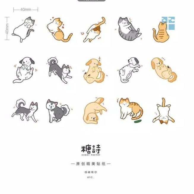 

⅍ Sticker Deco Cute Cat Dog Scrapbook DIY Planner Bujo Diary School ♪