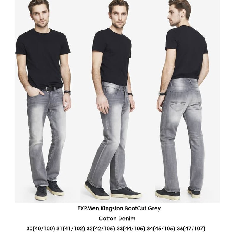 EXPRESS Men Kingston Classic-Fit Boot-Cut Grey Denim Celana Jeans Pria