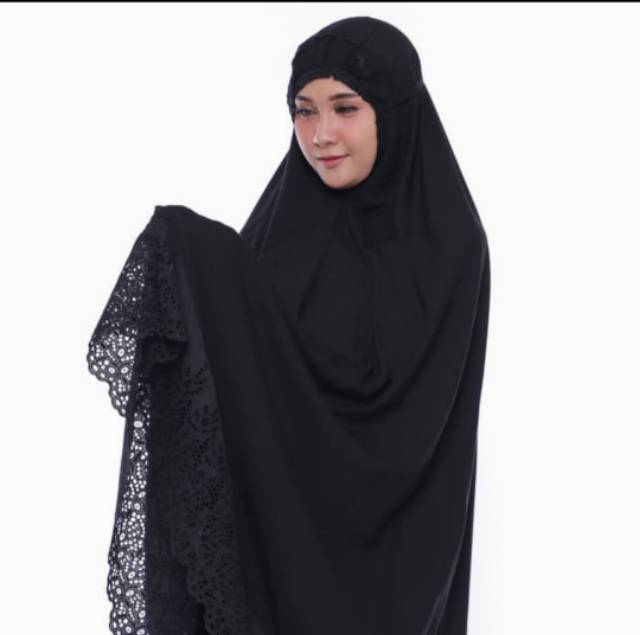 MUKENA RAYON SITI KHADIJAH RAYON HITAM PREMIUM