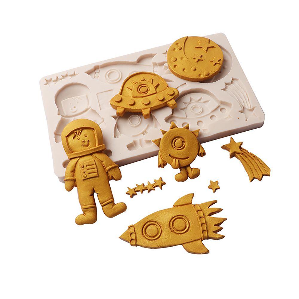 R-FLOWER Cetakan Kue Cupcake Coklat Spaceship Silicone Sugarcraft Mold