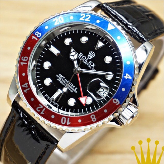 BISA COD Jam Tangan Rolex GMT Master Automatic Otomatis Kulit Date Untuk Pria Harga Murah