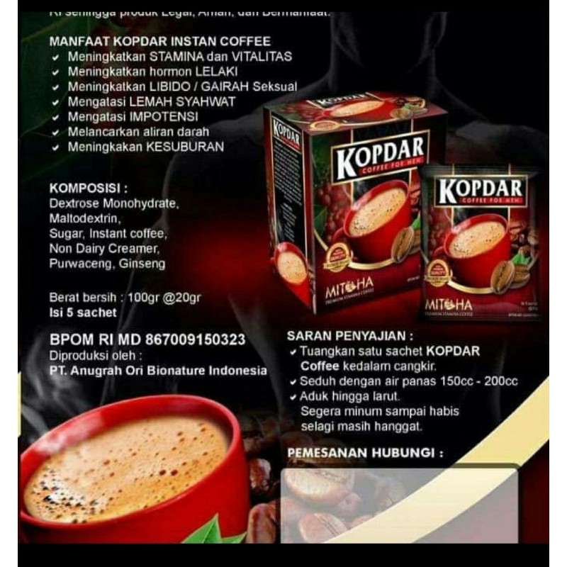 

KOPDAR KOPI STAMNIA PRIA DEWASA PASUTRI MENINGKATKAN VITALITAS PRIA