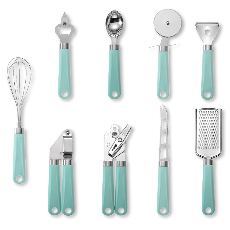 Set Alat Dapur 9Pcs/ Set Gadget Dapur Baking Set Pengupas Pizza Keju Garlic Press Parutan Kocokan Pegangan Plastik Alat Dapur