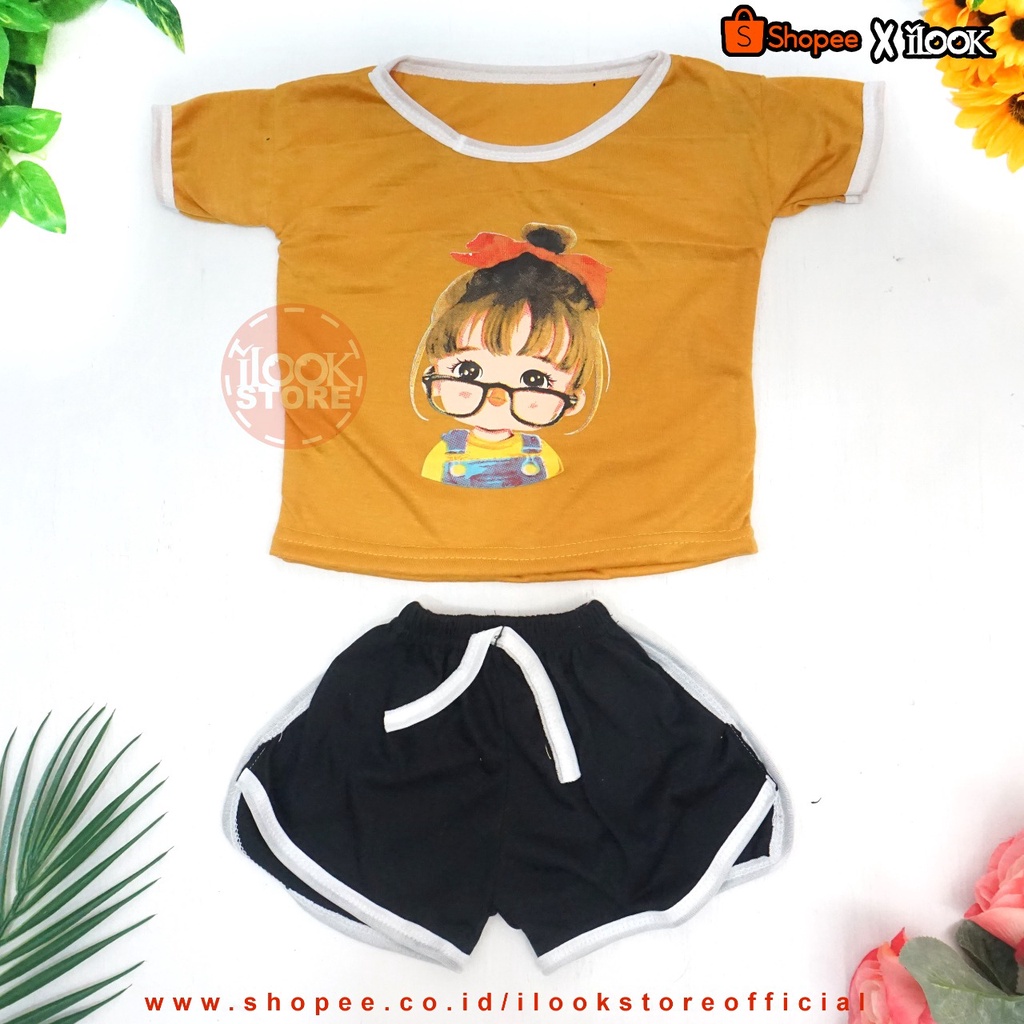 ilook | Setelan baju playful colour anak combi 1 | setelan anak polos | setelan unisex | Set Glasess