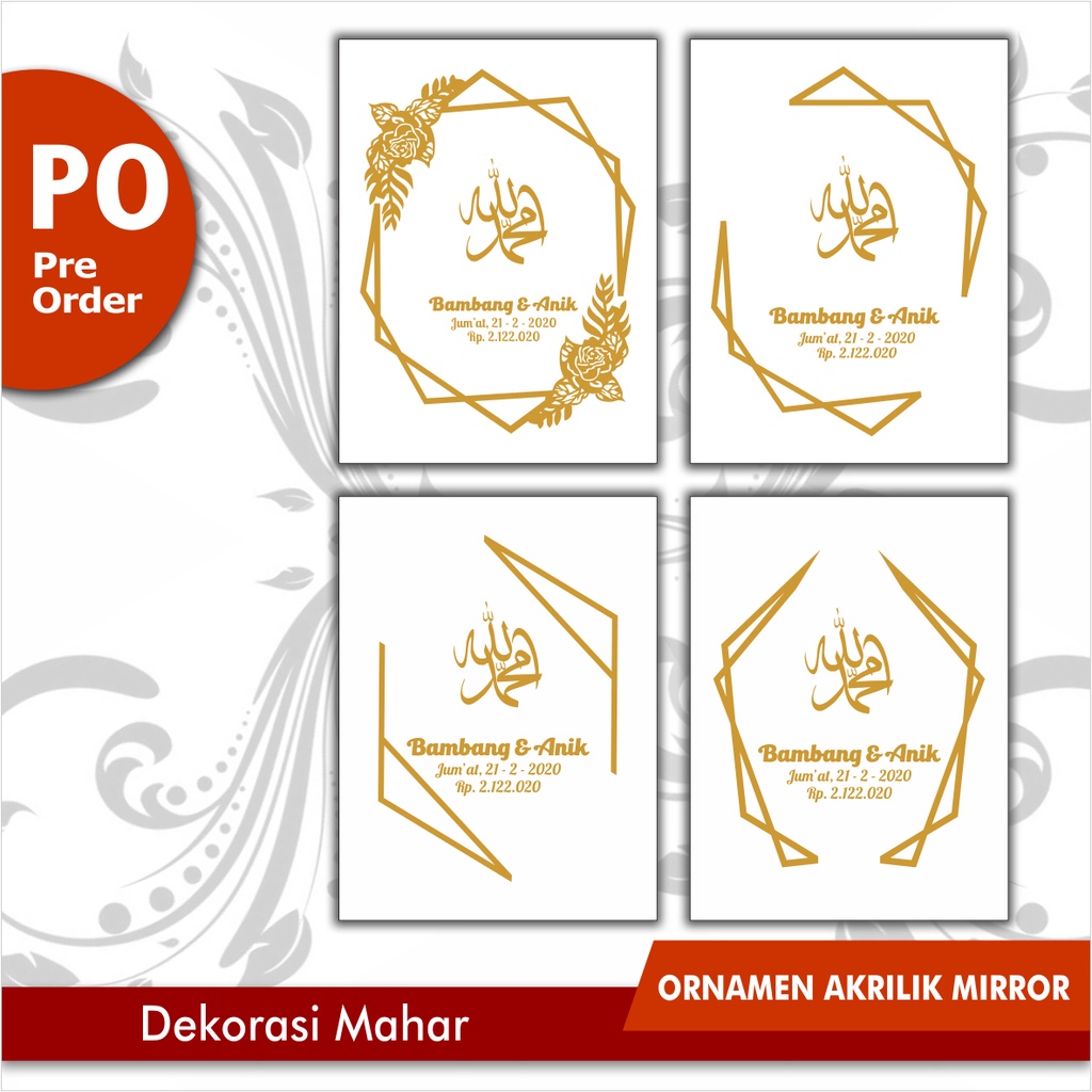 DEKORASI MAHAR HEXAGON AKRILIK MIRROR