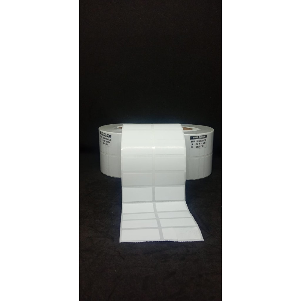 Stiker Label Barcode 2Line Semicoated 33x15 isi 5.500 PCS Transfer Thermal Tinta Ribbon GAP Label Harga 2 Line