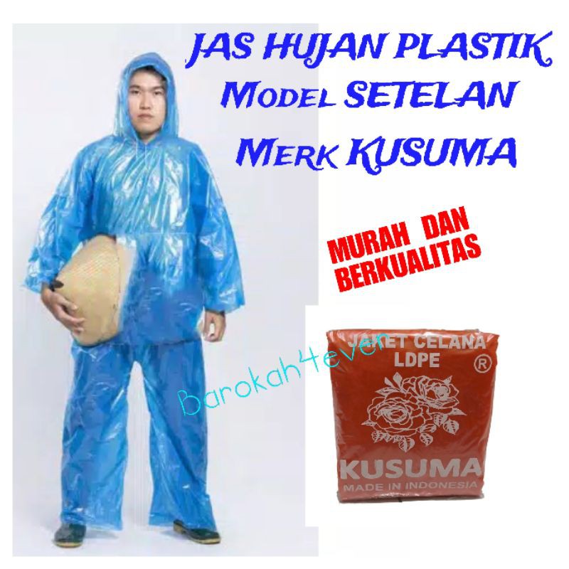 Jas Hujan SETELAN PLASTIK Merk KUSUMA / SAKURA