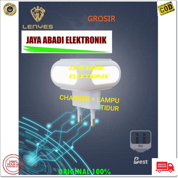 J325 LENYES 2 USB LAMPU TIDUR LED CHARGER FAST CHARGING 2.4A WATT SMART TRAVELL ADAPTIVE ADAPTOR CAS CASAN ADAPTOR USB ADAPTER TC SUPER SPEED ANDROID HP HANDPHONE QUICK QUALLCOM BISA JUGA UNTUK LAMPU TIDUR LEBIH PRAKTIS DAN HARGA TERJANGKAU
