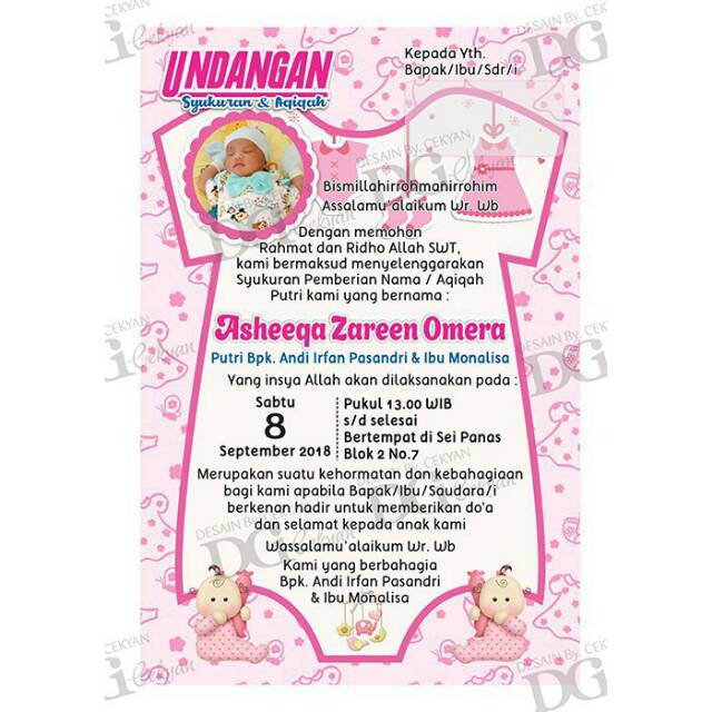 Undangan Aqiqah Khitanan Tasyakuran Dll