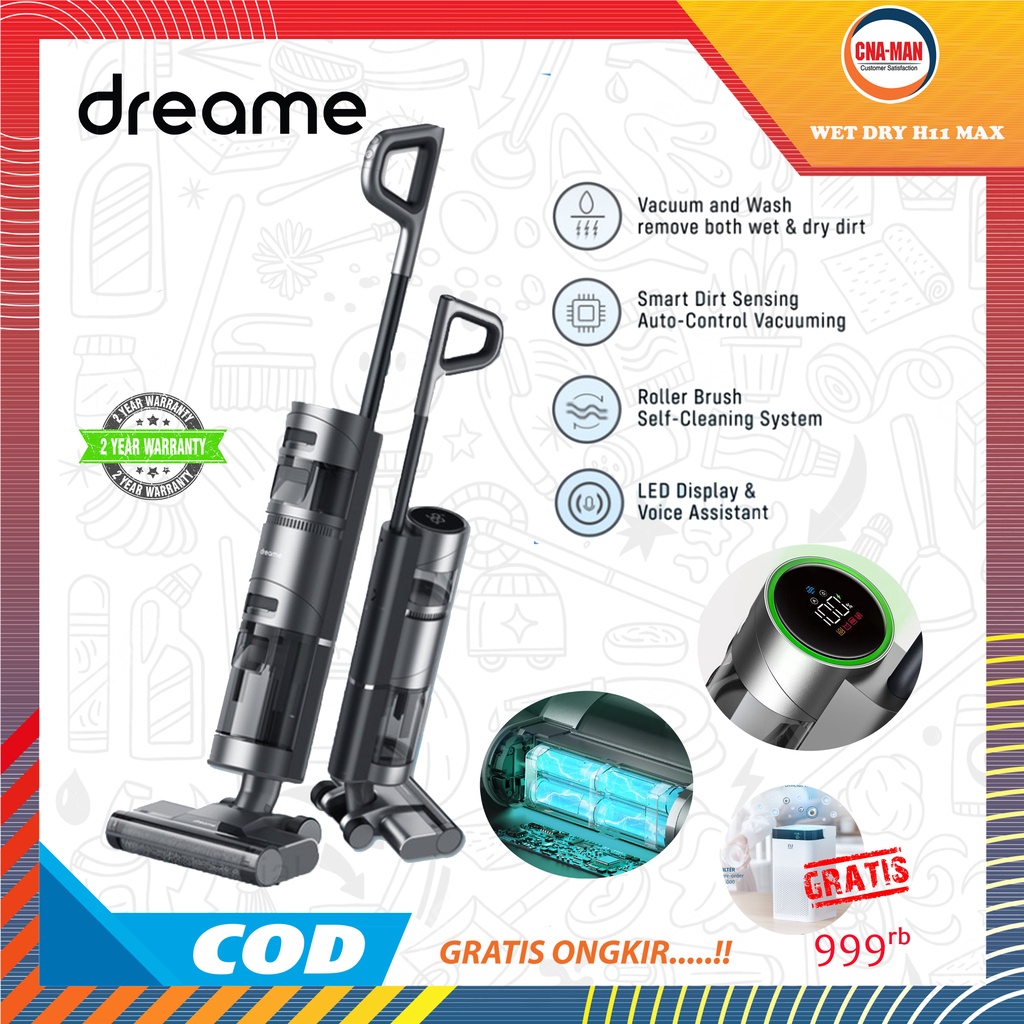 Dreame H11 MAX Wet Dry Vacuum Cleaner Cordless Floor Wash Sedot Debu