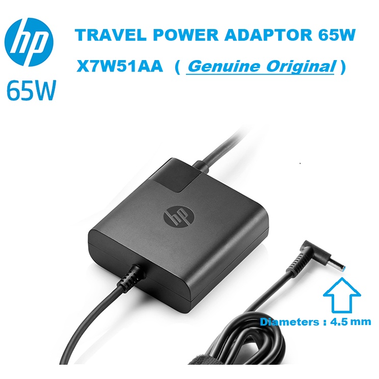 Adaptor Charger Laptop HP Travel Power 65W X7W51AA Genuine Original