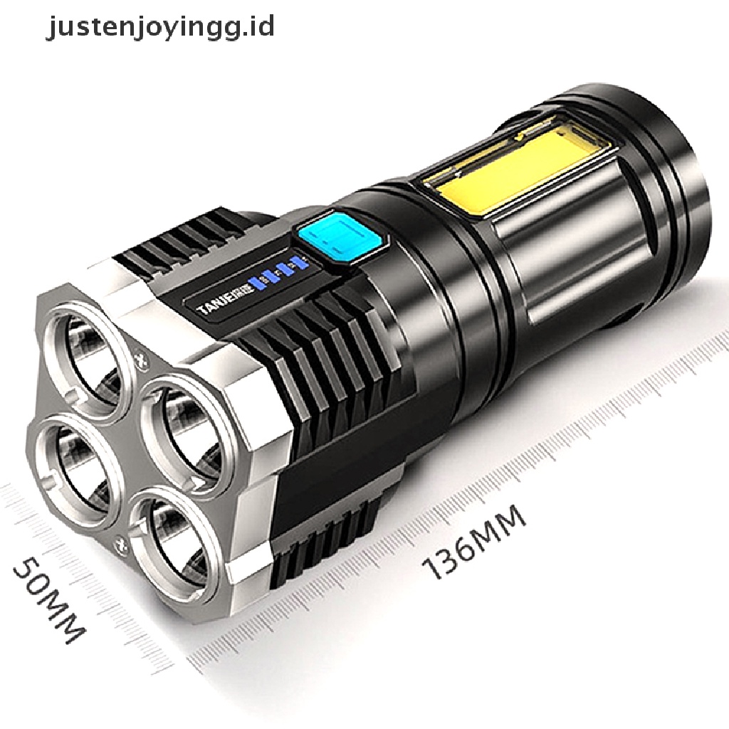 Lampu Senter 4 Kepala Dengan USB Rechargeable Power Display COB