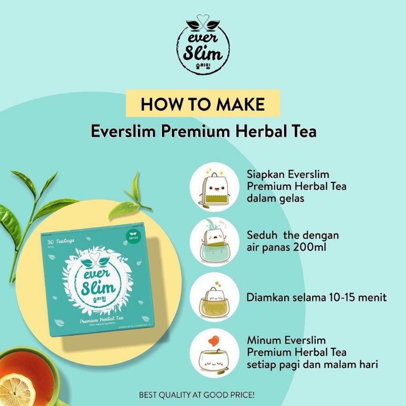 Everslim Premium Herbal Tea Original BPOM - Teh untuk Diet Penurun Berat Badan by Ever Slim