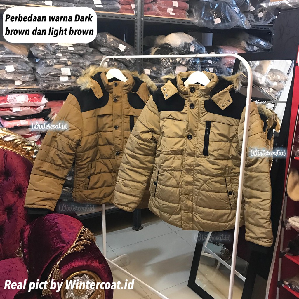 LOGAN Jaket Musim Dingin Mantel cowok pria men winter coat jumbo coklat brown