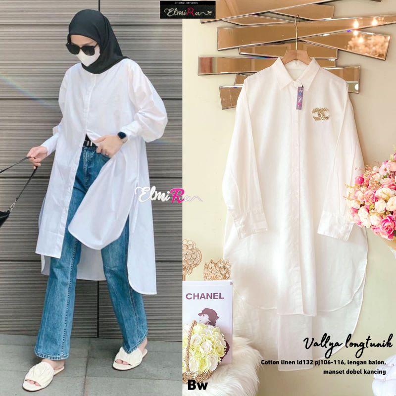 VALLYA LONG TUNIK BY ELMIRA (TUNIK POLOS MUSLIMAH) Tunik wanita rekomended