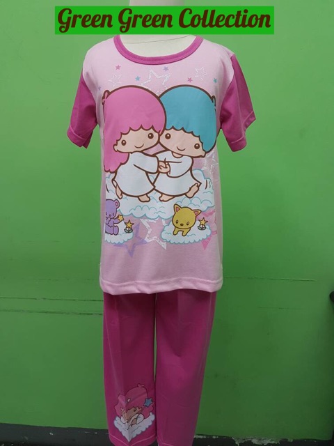 Baju Tidur/Piama/Piyama Kaos Anak Little Twin Stars Pink