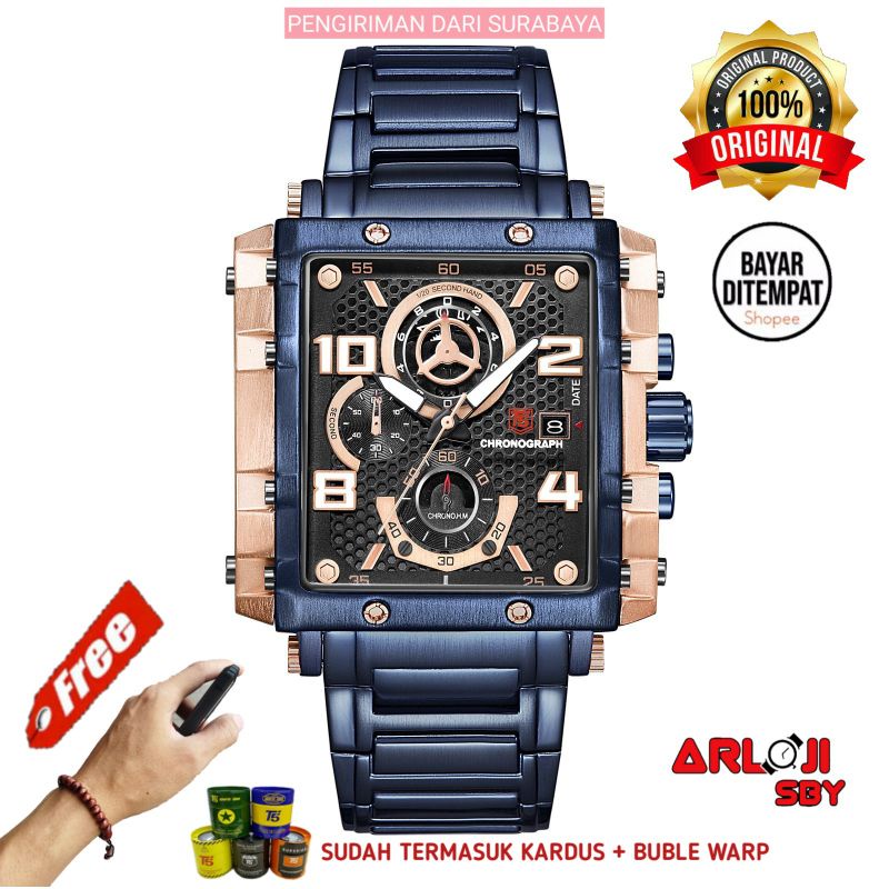 JAM TANGAN PRIA T5 H 3802G CHRONOGRAPH ORIHINAL TAHAN AIR FREE BOX PAPPER BAG