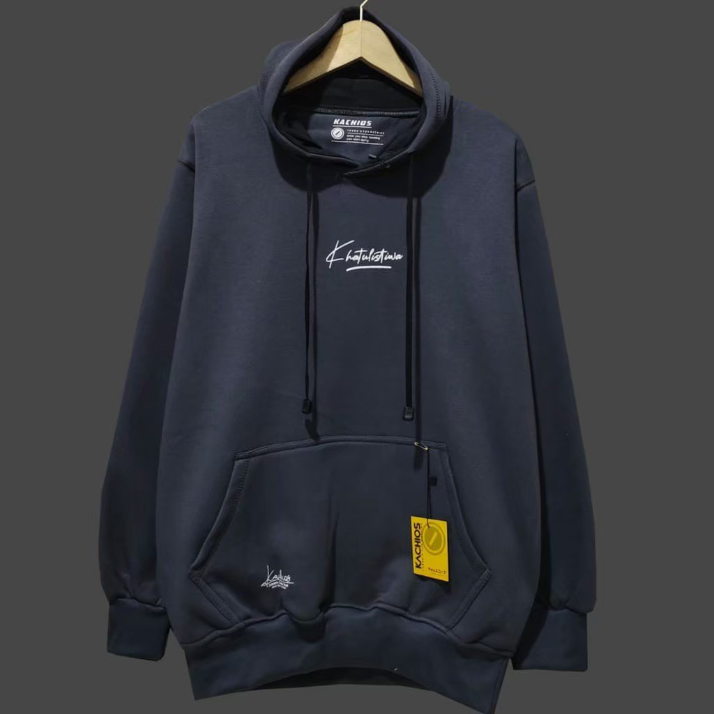 hoodie zipper distro original premium weater kachios khatulistiwa pria dan wanita warna navy