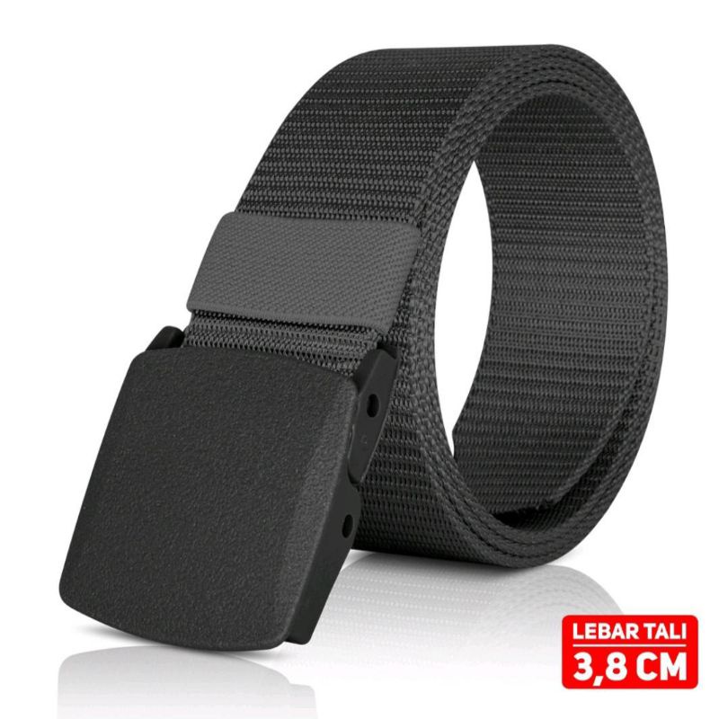 Ikat Pinggang Pria 150 cm Jumbo Tactical Sabuk Gesper Kanvas Plastic Buckle Bolak-balik 2d