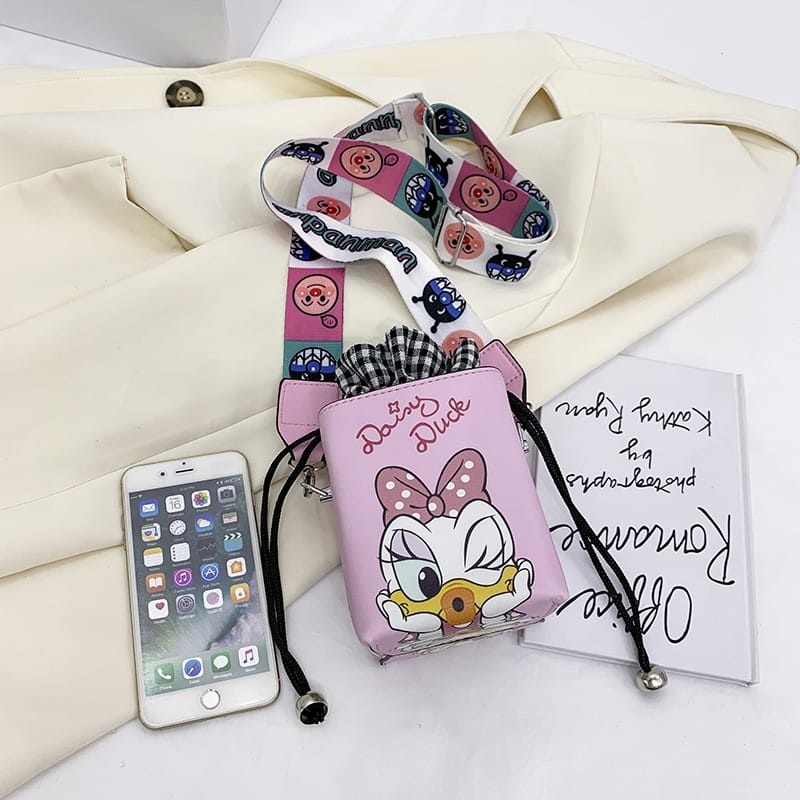 TFT AX292243 B2243 E4354 T29 ST (1 KG MUAT 4) Tas Selempang Anak Lucu DONALD/MINNIE/KOTAK/BULAT/MICKEY DAISY MOTIF Gambar Karakter Fashion Wanita TAS PINK STABBY