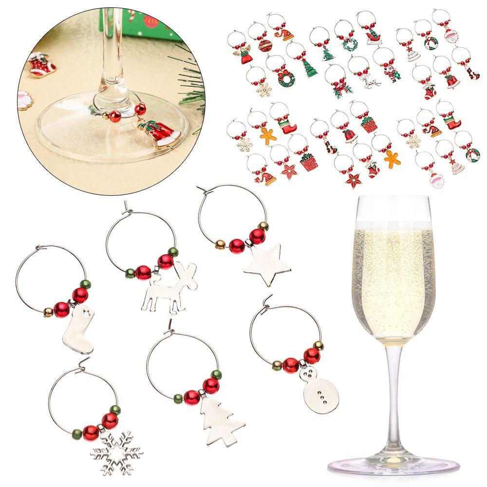 Preva 6Pcs Cincin Dekorasi Cangkir Natal Snowman Xmas Liontin Produk Tahun Baru Christmas Cup Ring