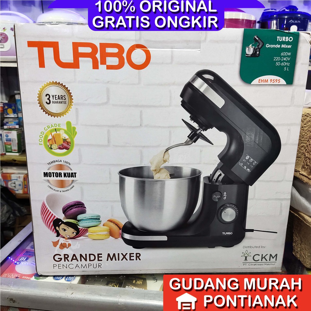 Mixer TURBO Grande EHM 9595 Jumbo size 5 Liter Pengaduk pencampur adonan kue kuat