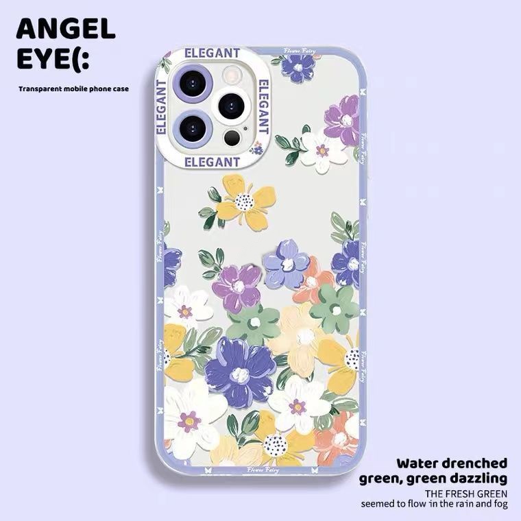 Soft Case TPU Motif Bunga Untuk Iphone 14 13 12 11 Pro X XR XS Max 6 6S 7 8 Plus