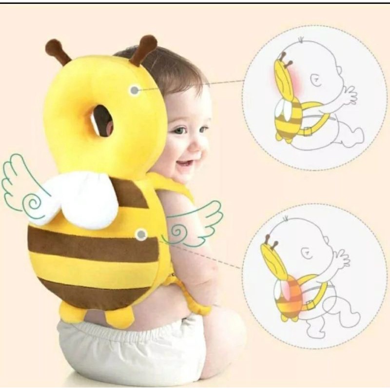 (Free Belt Bee Yellow) Bantal Pelindung Kepala Bayi Anti Jatuh / Baby Head Protektor / Head Neck Pillow Pad