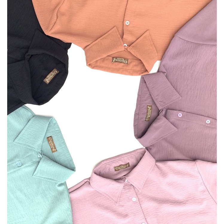 Kemeja Crinkle Rayon/kemeja crop/kemeja wanita