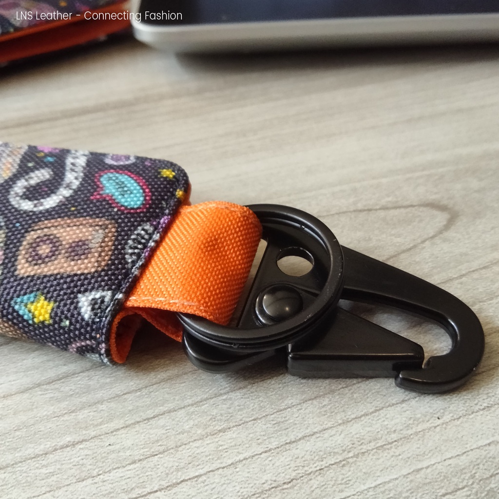 Dompet STNK Motor Mobil Orange Motif Gantungan Kunci Hook Carabiner |WSGK01