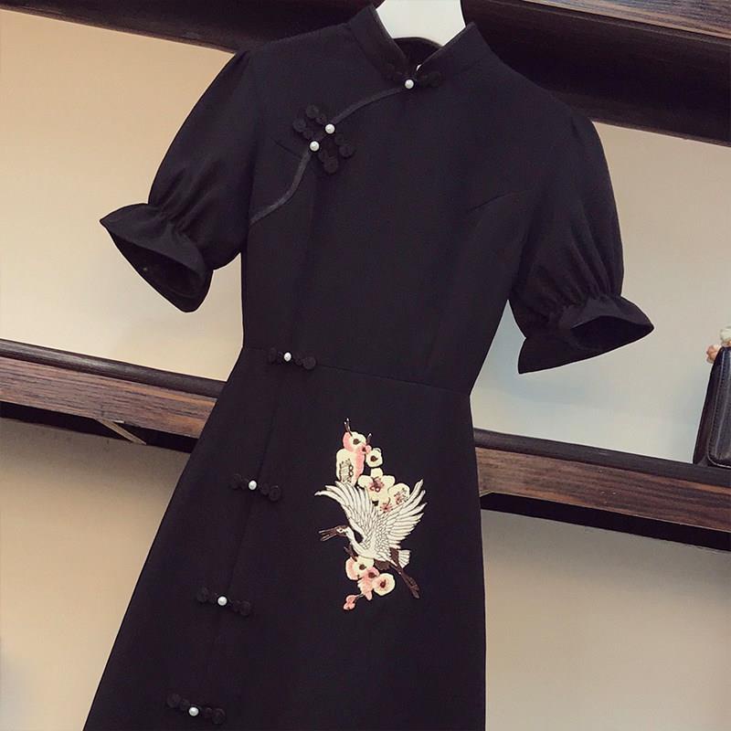 improved cheongsam dress women's 2021 new summer large women's dress, fat sister,