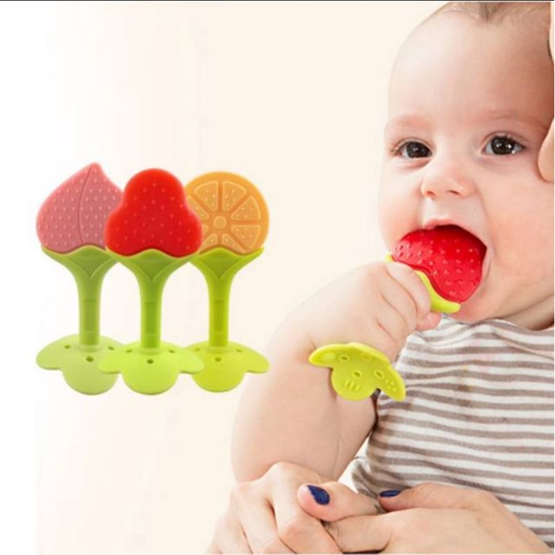 Teether Bahan Silikon Gigitan Bayi  Bentuk Buah mainan gigi baby