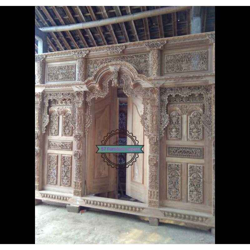 Pintu Gebyok Besar Full Ukir Untuk Rumah Klasik Antik Kayu Jati