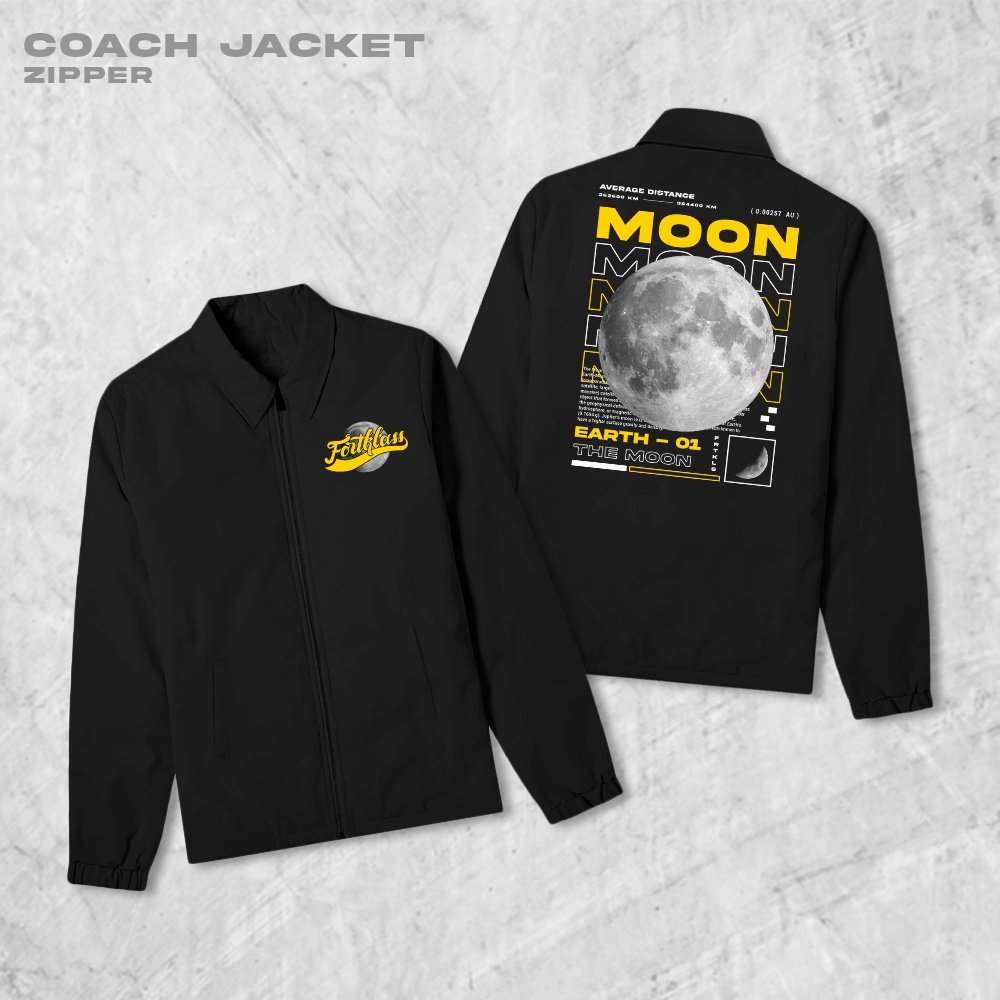 Fortglass Moon Coach Zipper Jaket Polos Pria Jaket Parasut Unisex