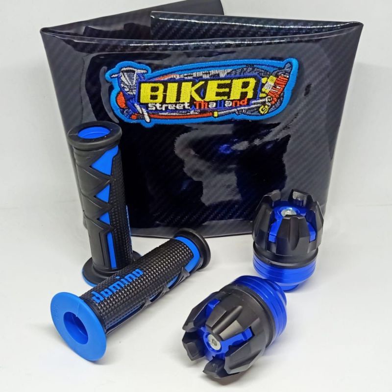 paket sarung jok jumbo kulit jok karbon biker plus jalu as roda depan dan grip domino shack Nmax,Vario 125, Vario 150, Aerox, lexy ,Pcx