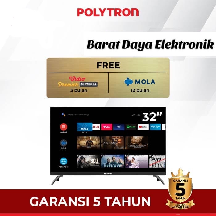 TV LED POLYTRON LED TV PLD 32AG5959 Smart TV [32 Inch] GARANSI 5 TAHUN