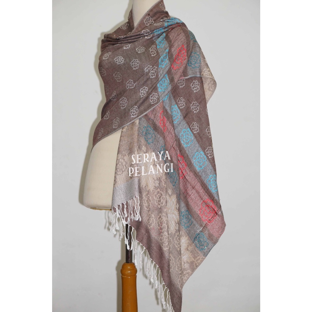 Pashmina Cashmere Motif Bunga 15 | Motif Kembang | Selendang | Scarf | Syal | Shawl | Souvenir | Hadiah Ulang Tahun | Birthday Gift | Aksesoris Fashion Wanita | Premium Import Quality | Grosir Murah | Luxury Scarf