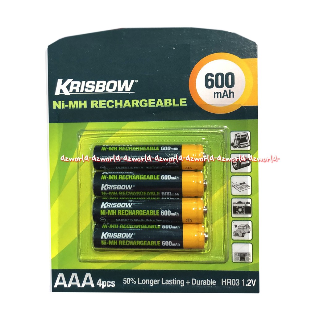 Krisbow Ni MH Rechargeable 600AH Baterai AAA 4Pcs Batrai Bisa Di Charge Ulang Dipakai Berkali Kali A3 Battery AAA Baterai Kecil Batrai Remote