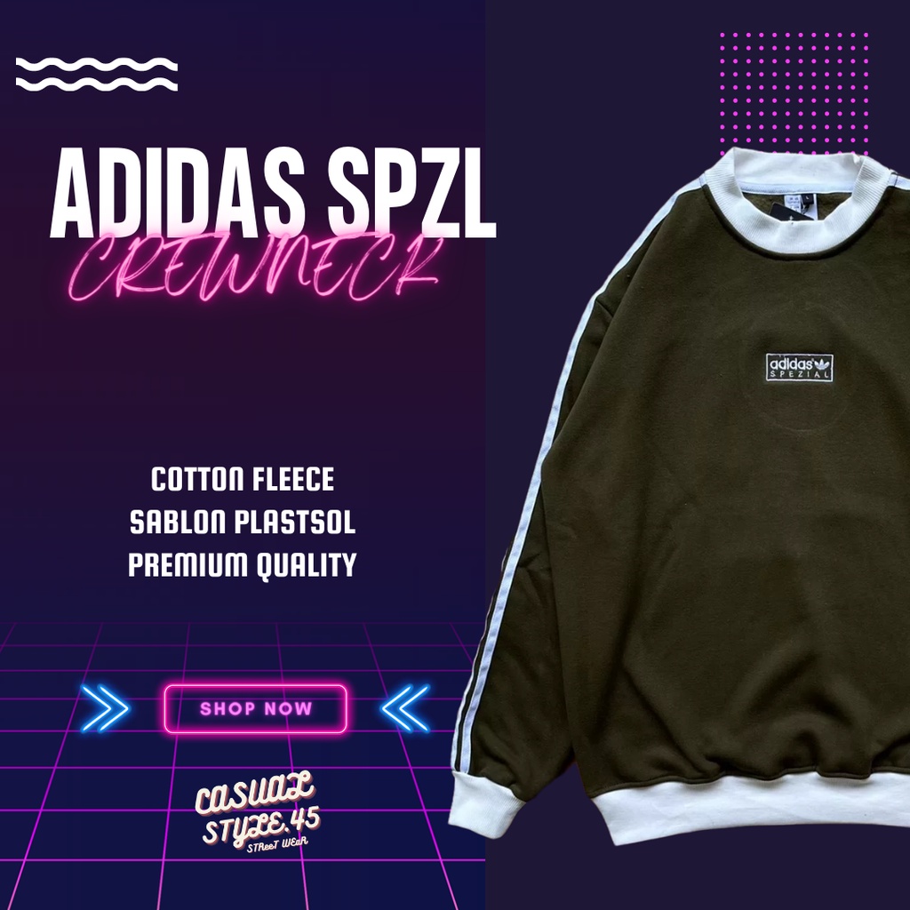 CREWNECK ADIDAS SPZL SPEZIAL BORDIR LOGO TREEFOIL PREMIUM QUALITY BAHAN KATUN FLEECE MOTIF EMBORDIR 