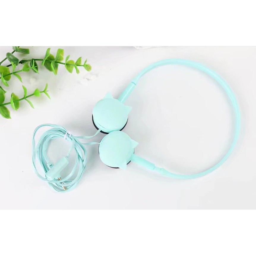 [KN-430] Headphone Headset Bentuk Kepala Kucing Polos / Earphone Overhead Motif Kucing Simple / Earphone Karakter Cat Head / Earphone Cat Polos