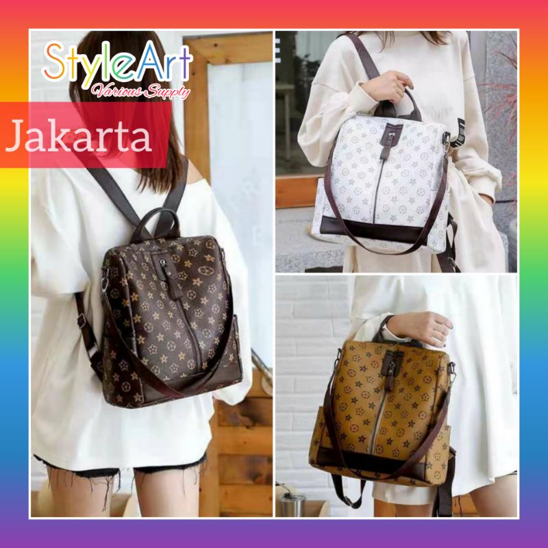 StyleArt SL3522 Tas Ransel Wanita 100% Original Fashion Import Backpack Motif Like Branded LV