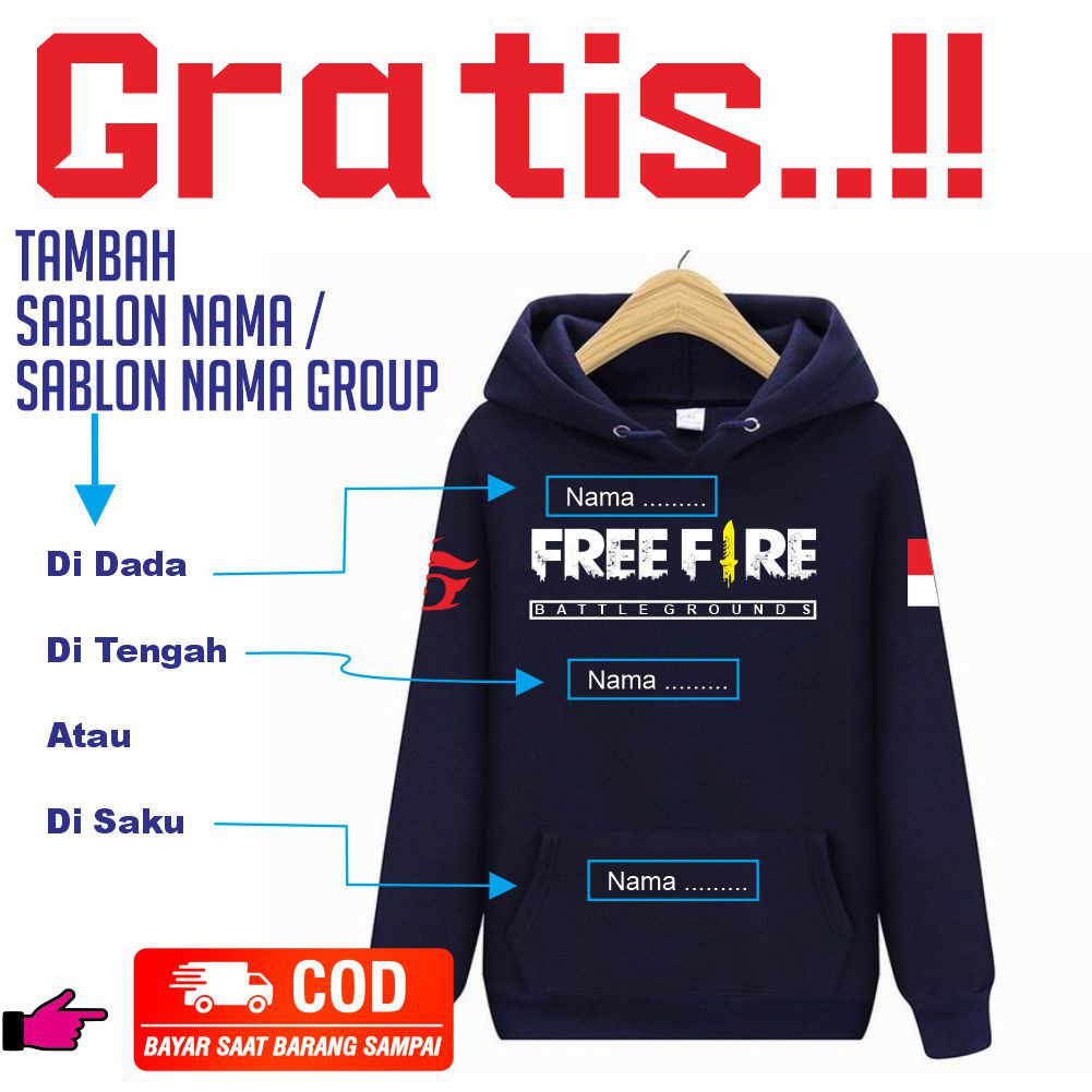 NEW MODEL JAKET FREE FIRE ANAK LAKI LAKI MASKER NINJA USIA 7 - 14 tahun GRATIS TAMBAH SABLON NAMA