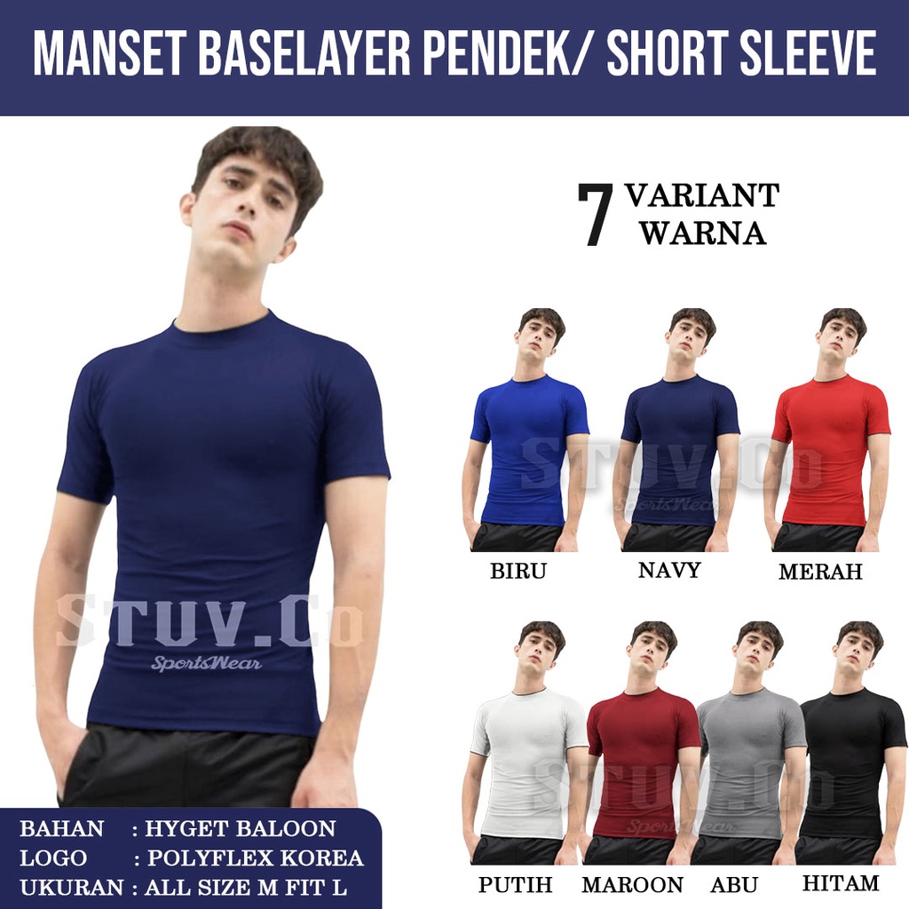 BASELAYER SHORTSLEEVE LENGAN PENDEK BAJU DALEMAN OLAHRAGA PRIA WANITA