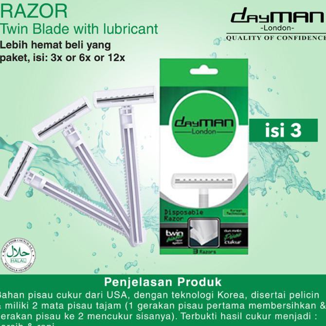 DayMan Razor Twin Blade (With Lubricant/Pelicin) isi 3 pcs