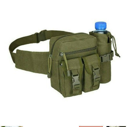 Trend-Tas Pinggang Tactical Army Dengan Tempat Botol Minum Waist Bag Tactical Army Import B321
